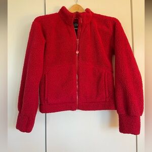 Athleta girl fuzzy red zip up fleece